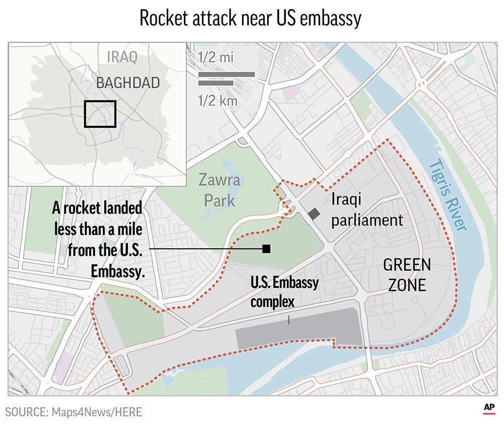 Rocket Hits Near Empty US Embassy in Baghdad, US Blames Iran