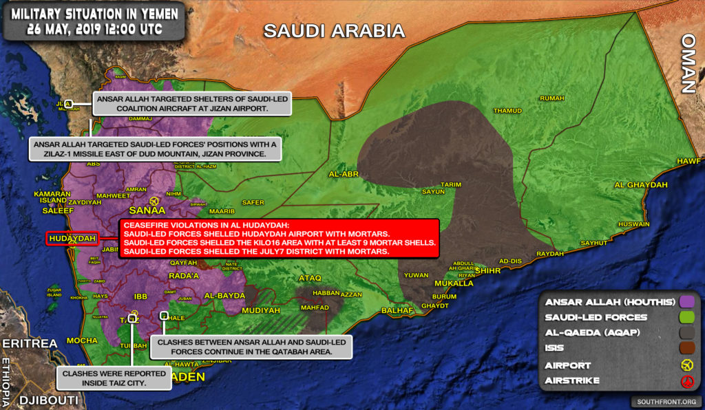 Military Situation In Yemen On May 26, 2019 (Map Update)