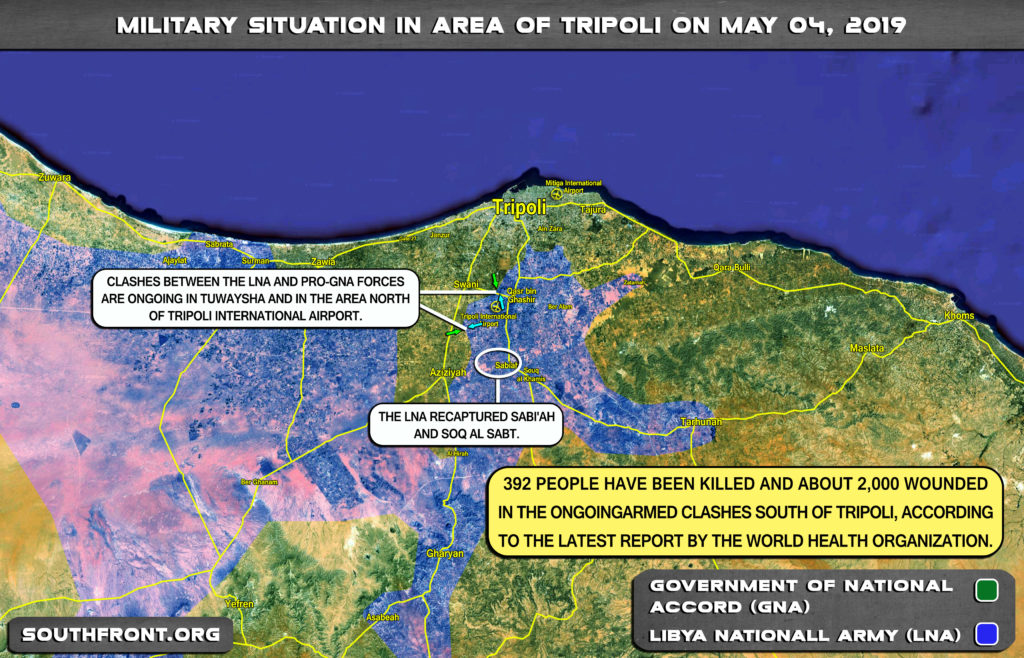 Military Situation In Area Of Libya's Tripoli On May 4, 2019 (Map Update)