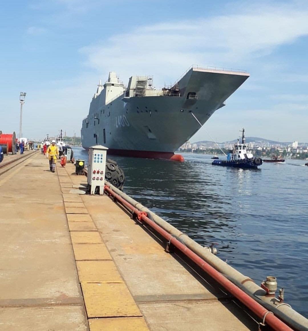 Turkey Floats Its Indigenous Amphibious Landing Ship TCG Anadolu L400