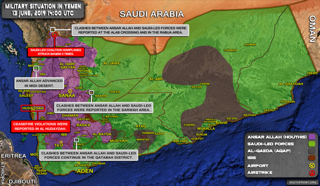 Military Situation In Yemen On June 13, 2019 (Map Update)