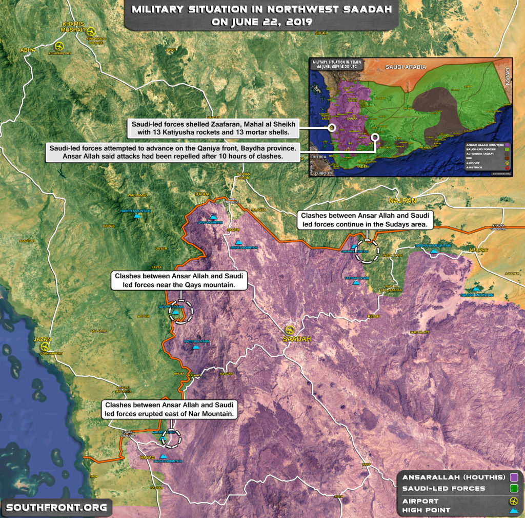 Map Update: Ansar Allah Continues Offensive Actions At Southern Saudi Border