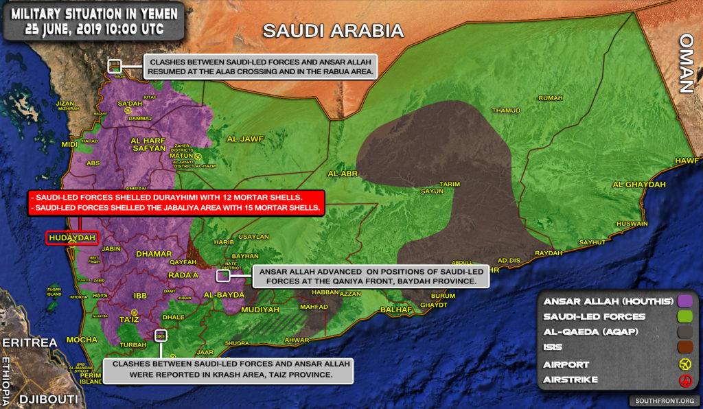 Military Situation In Yemen On June 25, 2019 (Map Update)