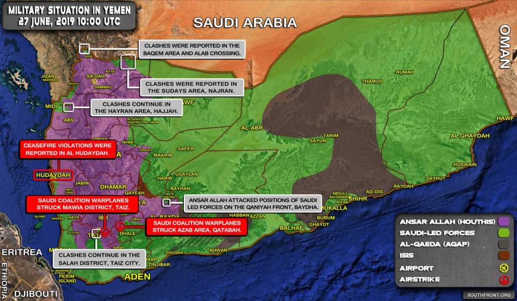 Military Situation In Yemen On June 27, 2019 (Map Update)