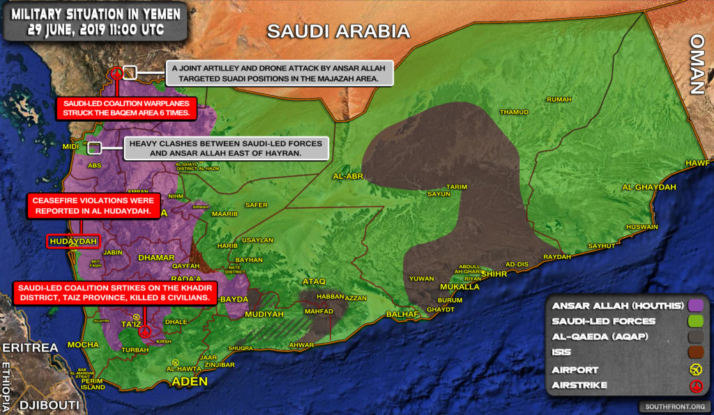 Military Situation In Yemen On June 29, 2019 (Map Update)