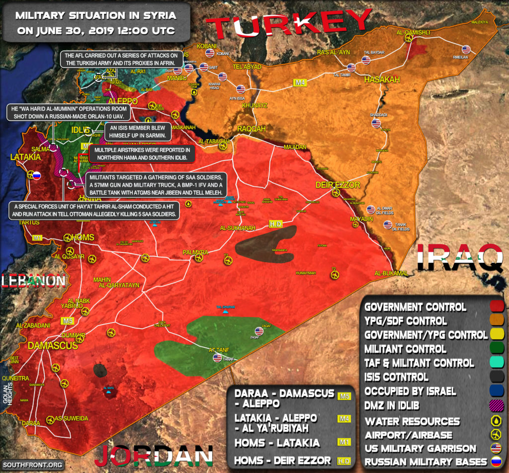 Idlib Zone And Afrin Remain Main Hot Points In Syria (Map)