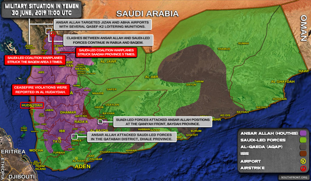 Military Situation In Yemen On June 30, 2019 (Map Update)