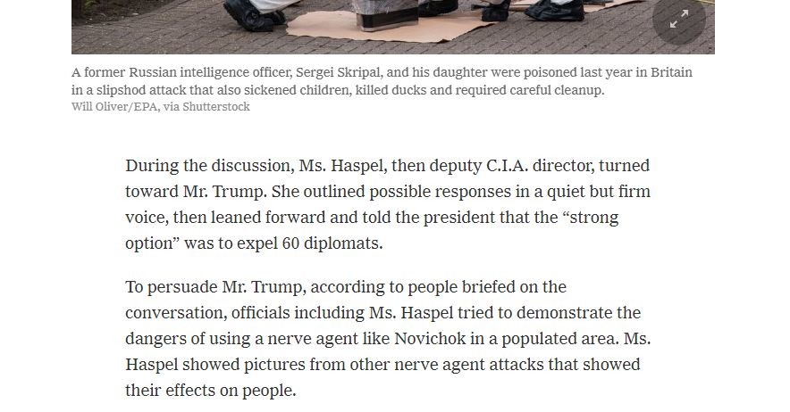 'Just Mistake': NYT Corrected Its Report On Gina Haspel Lying To Trump On Skripal Case