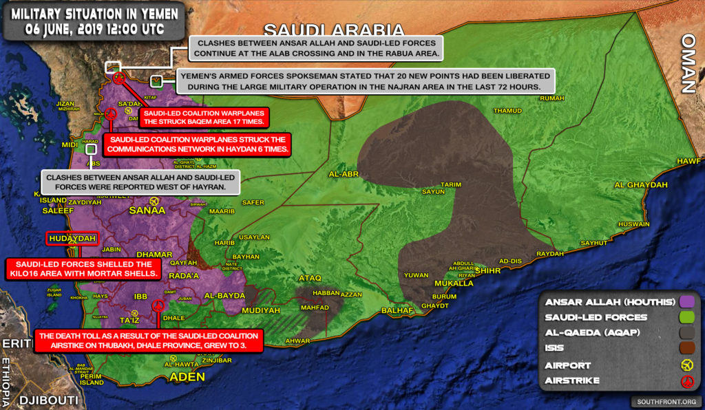 Military Situation In Yemen On June 6, 2019 (Map Update)