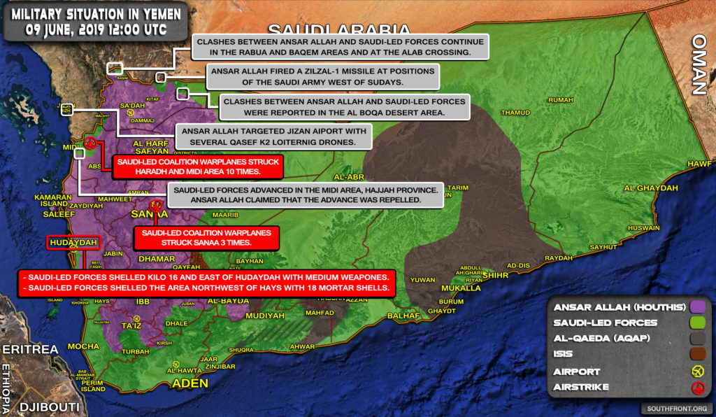 Military Situation In Yemen On June 9, 2019 (Map Update)