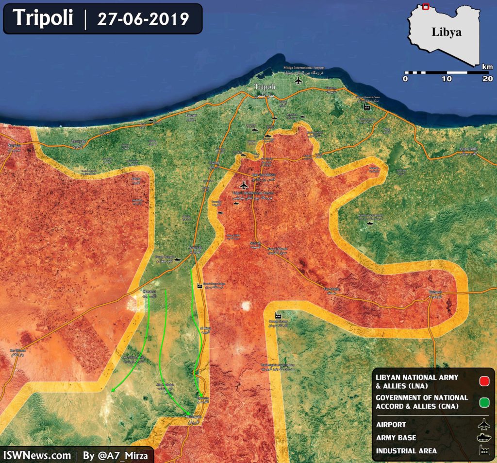 Libyan National Army Launched Counteroffensive To Recapture Key Logistical Hub South Of Tripoli (Map)