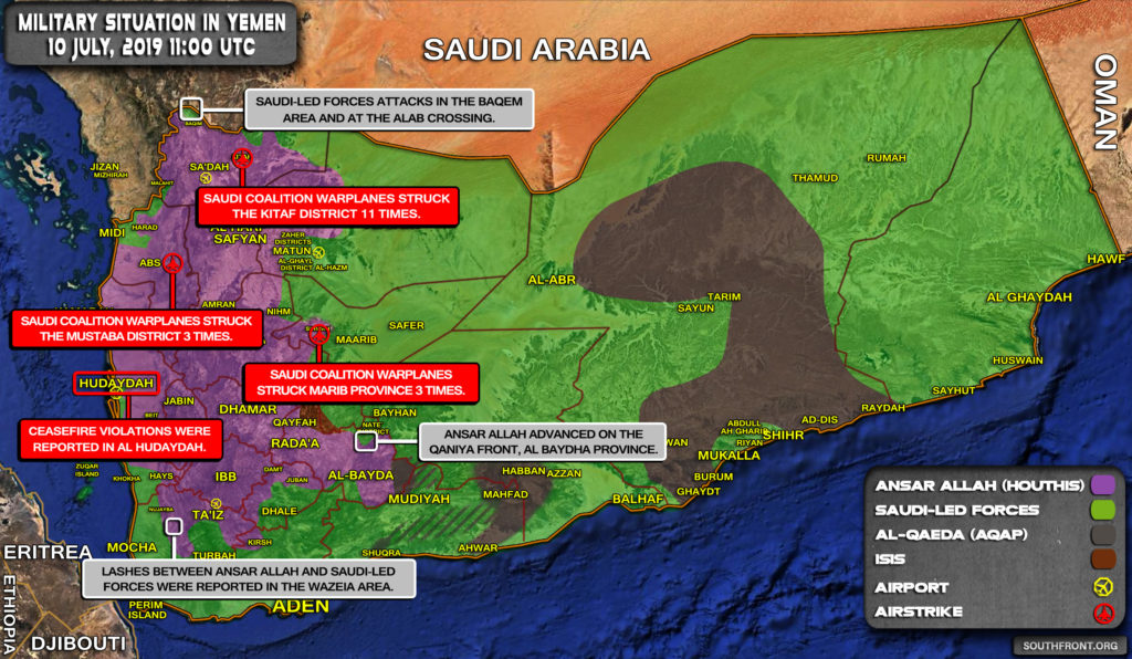 Military Situation In Yemen On July 10, 2019 (Map Update)