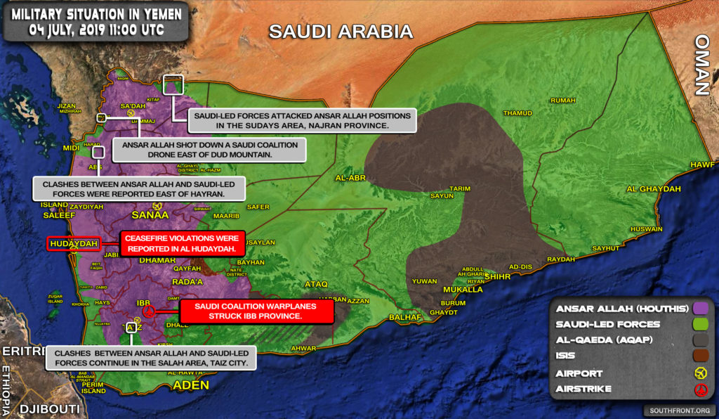 Military Situation In Yemen On July 4, 2019 (Map Update)