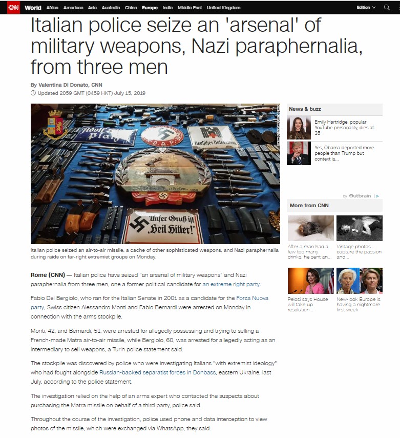 Arranging the Narrative: Mainstream Outlets In Rush To Hide Links Of Nazis Detained In Italy With Pro-Kiev Forces In Eastern Ukraine