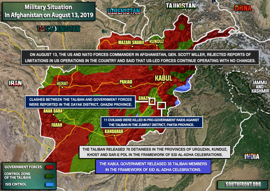 Military Situation In Afghanistan On August 13, 2019 (Map Update)