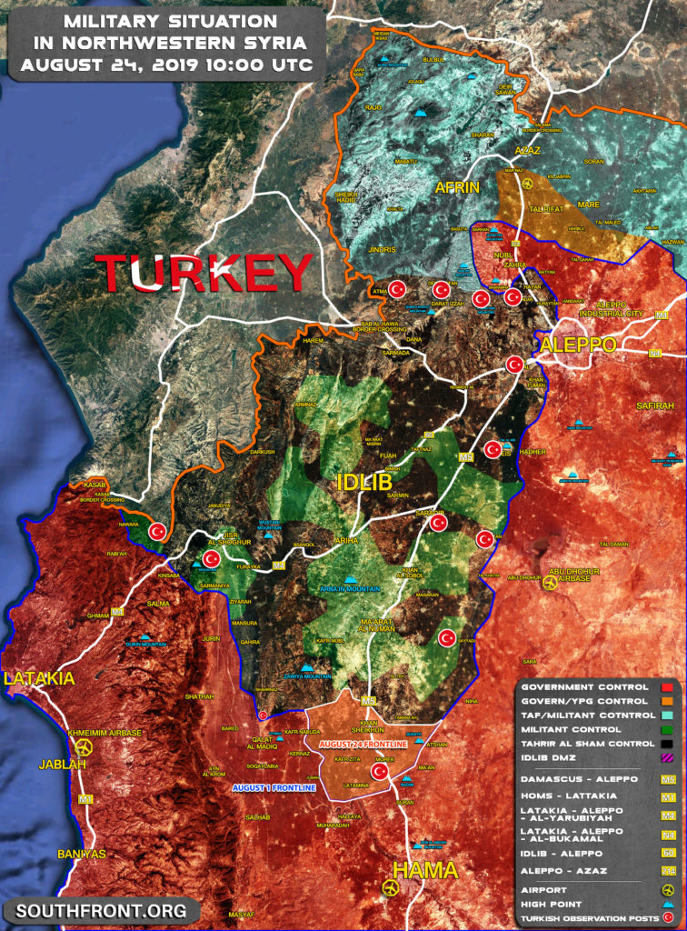 Map Update: Military Situation In Northwestern Syria On August 24, 2019