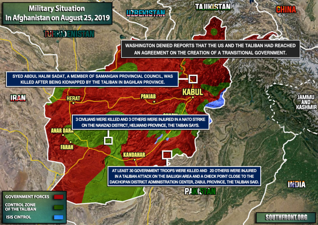 Military Situation In Afghanistan On August 25, 2019 (Map Update)