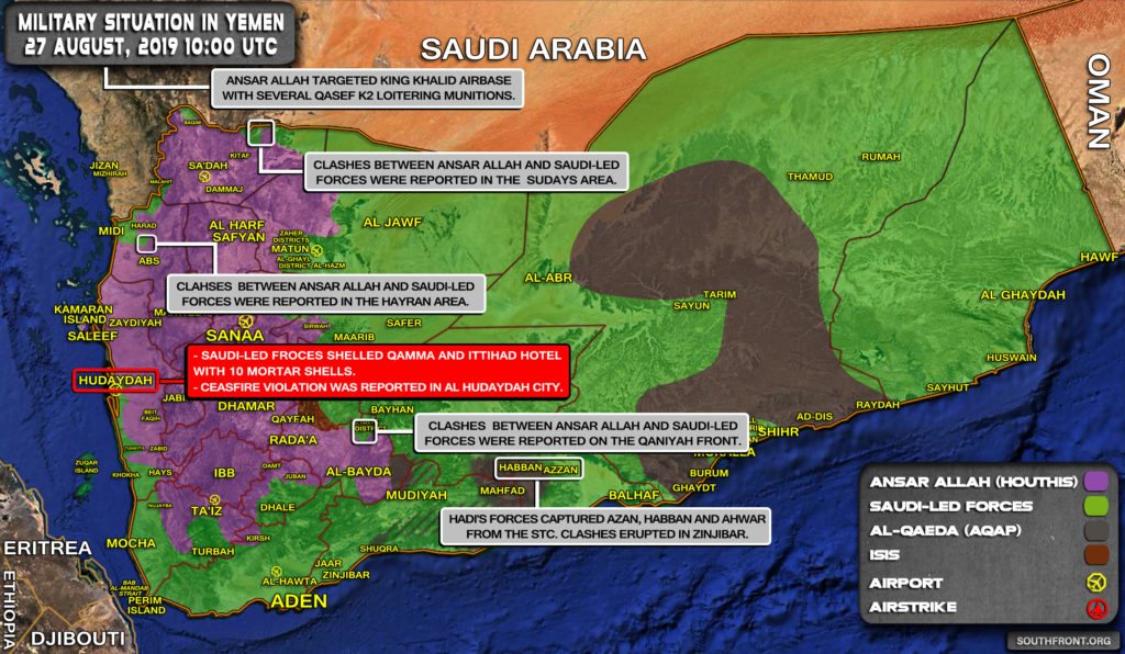 Military Situation In Yemen On August 27, 2019 (Map Update)