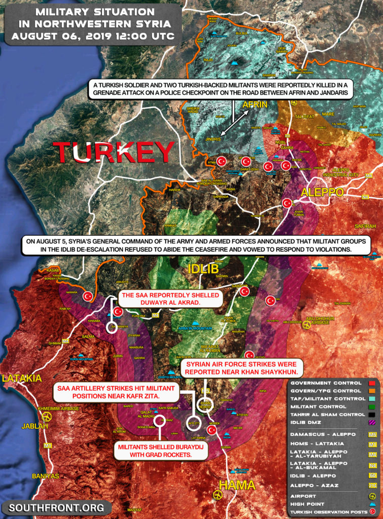 Military Situation In Northwestern Syria On August 6, 2019 (Map Update)