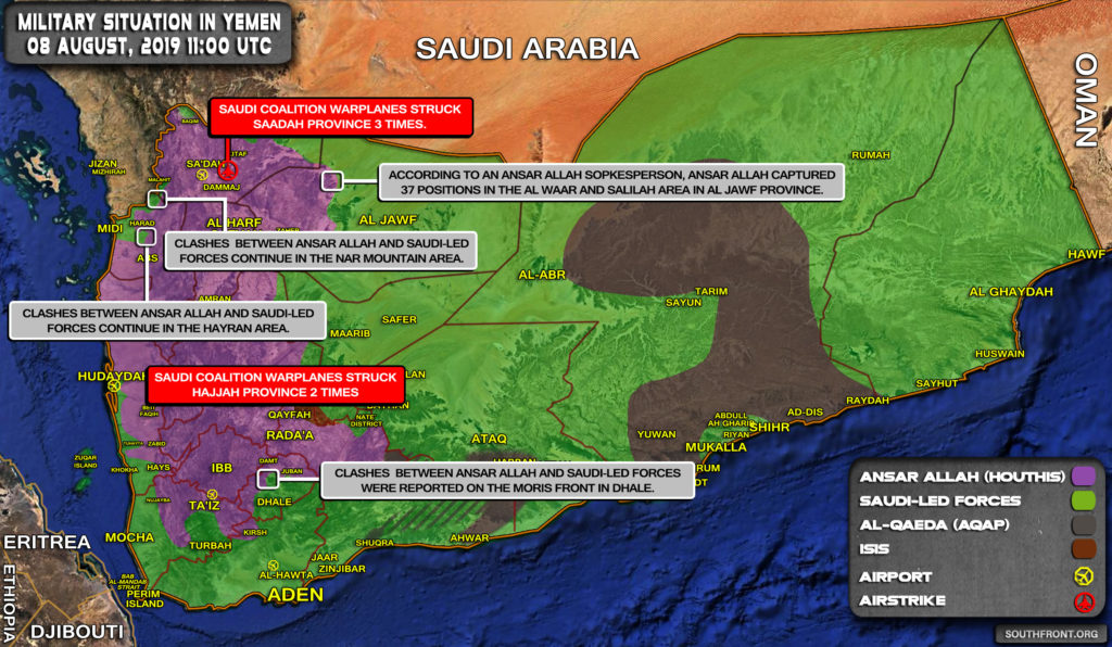 Military Situation In Yemen On August 8, 2019 (Map Update)