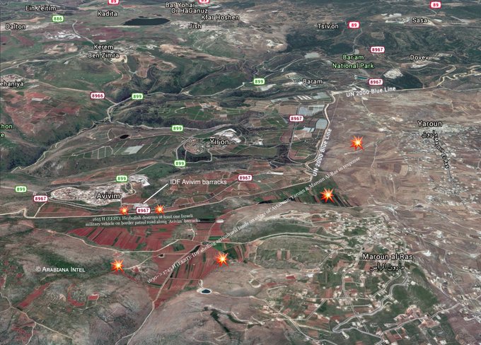 In Map: Israeli Strikes On At Contact Line With Lebanon