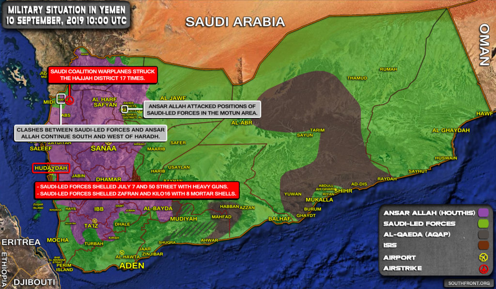 Military Situation In Yemen On September 10, 2019 (Map Update)