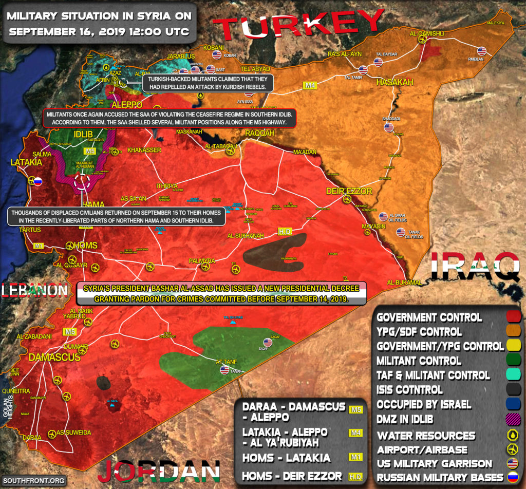 Military Situation In Syria On September 16, 2019 (Map Update)