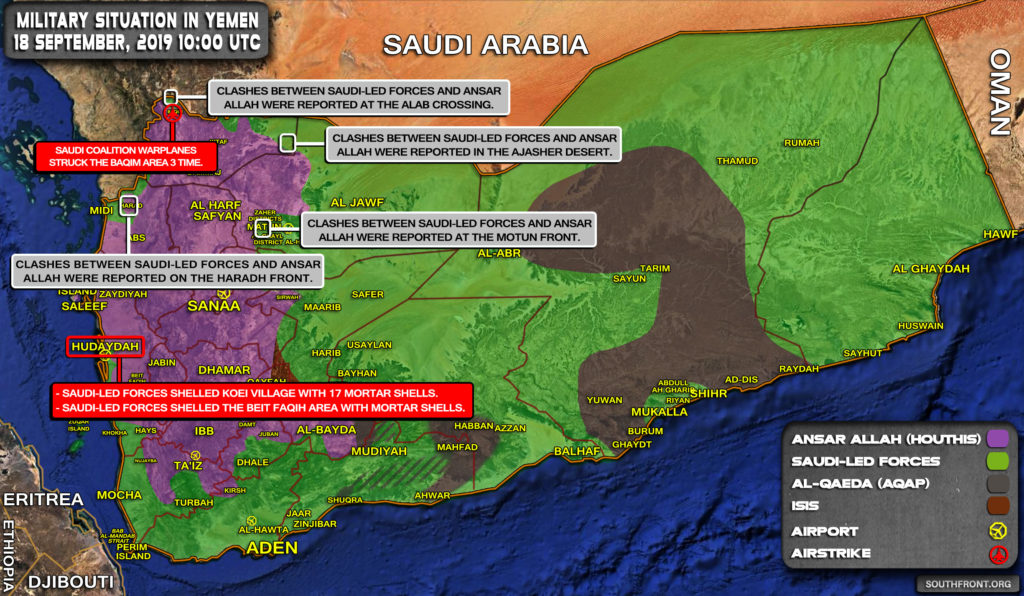 Military Situation In Yemen On September 18, 2019 (Map Update)