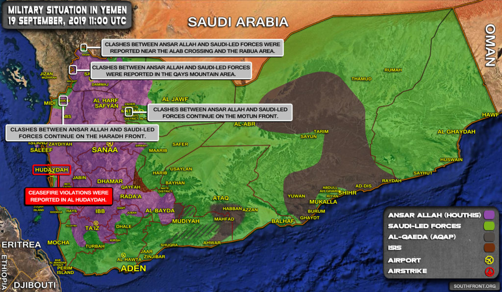 Military Situation In Yemen On September 19, 2019 (Map Update)