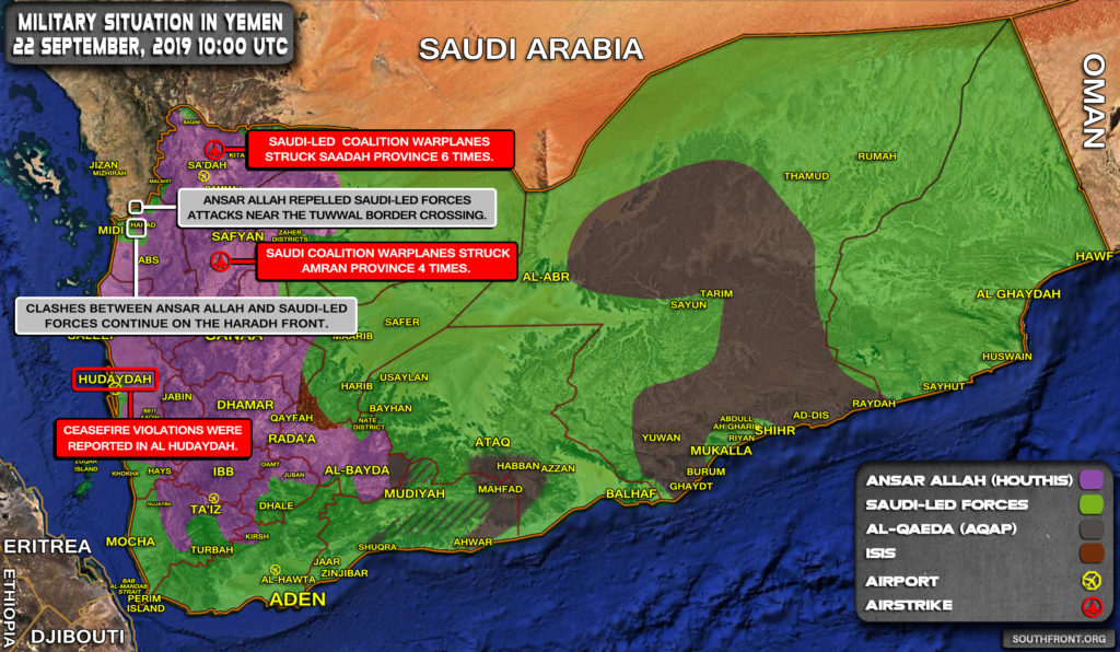 Military Situation In Yemen On September 22, 2019 (Map Update)