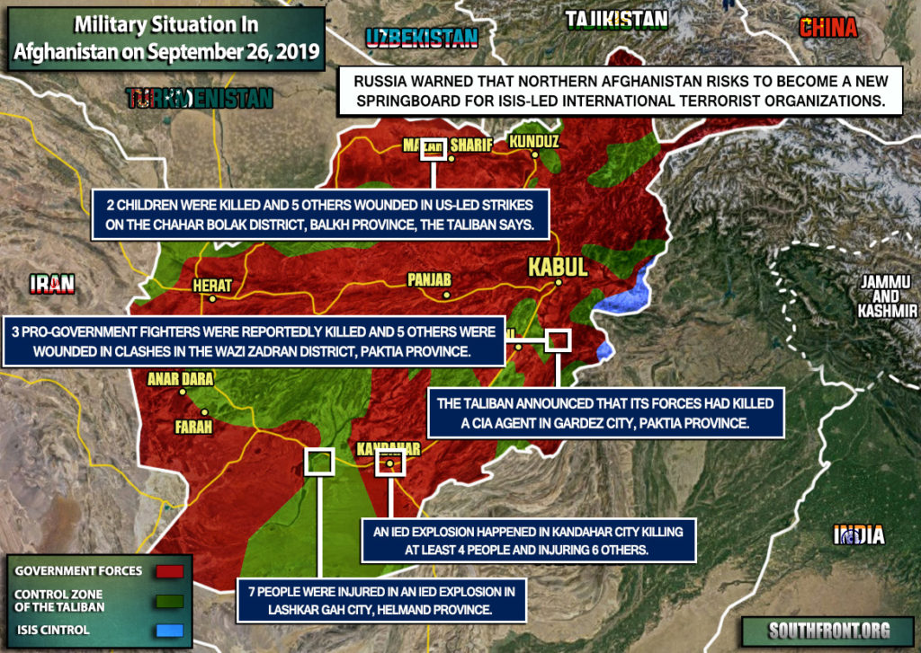 Military Situation In Afghanistan On September 26, 2019 (Map Update)