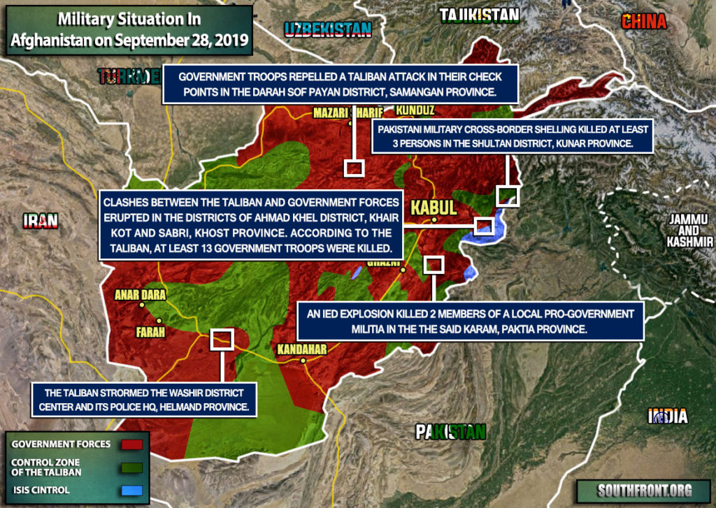 Military Situation In Afghanistan On September 28, 2019 (Map Update)