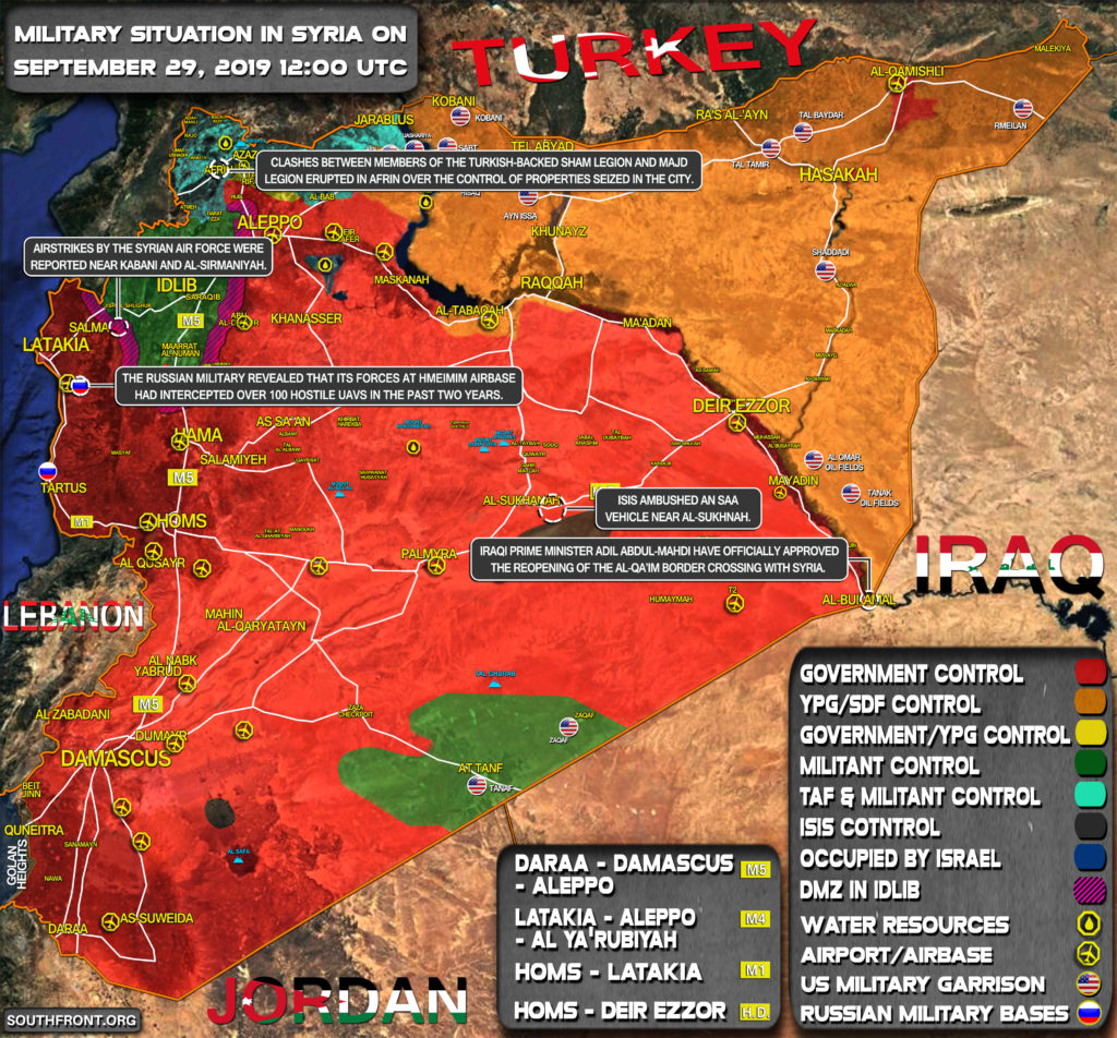 Military Situation In Syria On September 29, 2019 (Map Update)