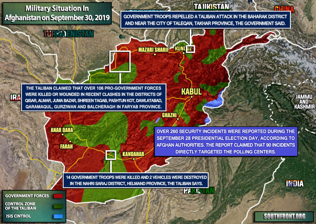 Military Situation In Afghanistan On September 30, 2019 (Map Update)