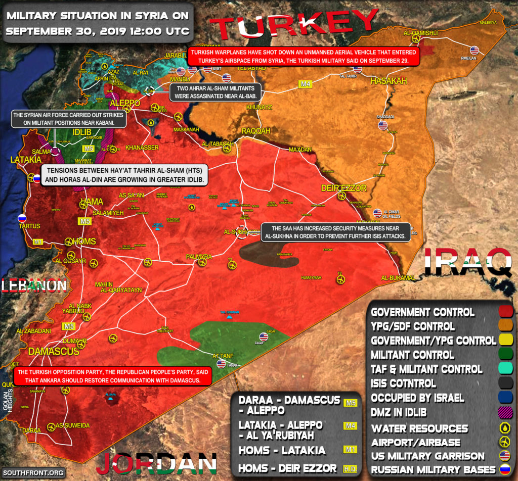 Military Situation In Syria On September 30, 2019 (Map Update)