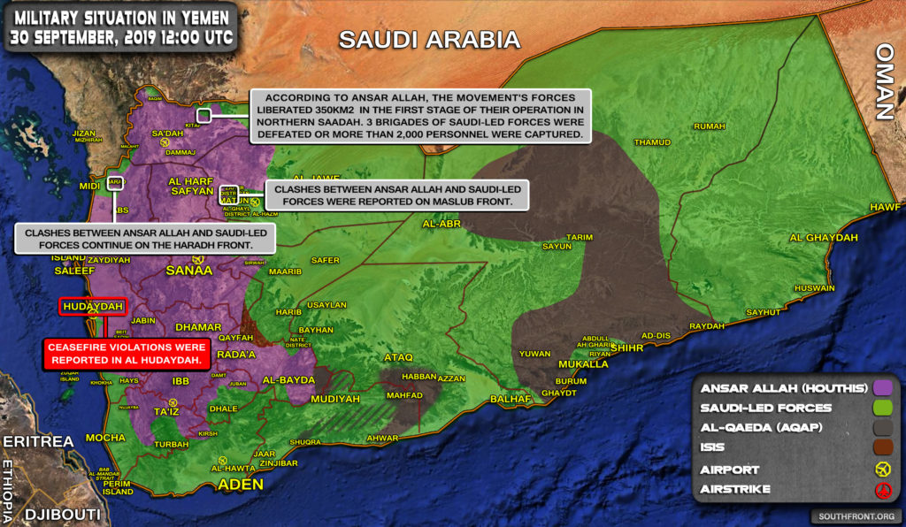 Military Situation In Yemen On September 30, 2019 (Map Update)