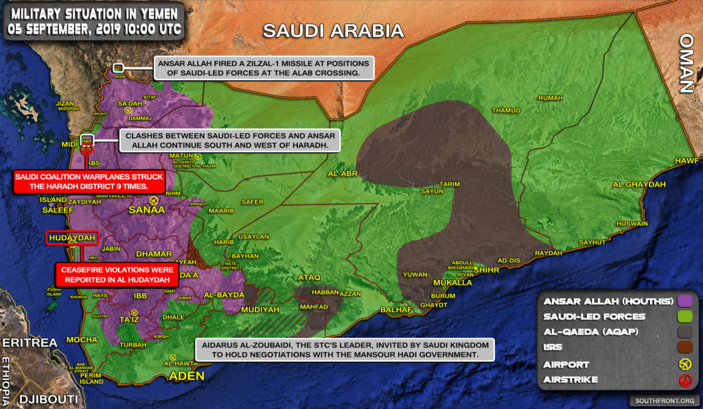 Military Situation In Yemen On September 5, 2019 (Map Update)