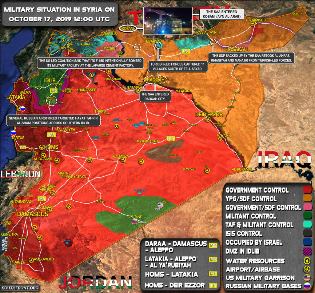 Military Situation In Syria On October 17, 2019 (Map Update)