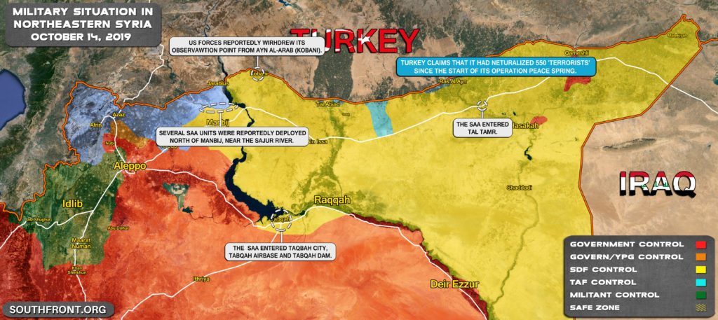 Military Situation In Northern Syria On October 14, 2019 (Map Update)