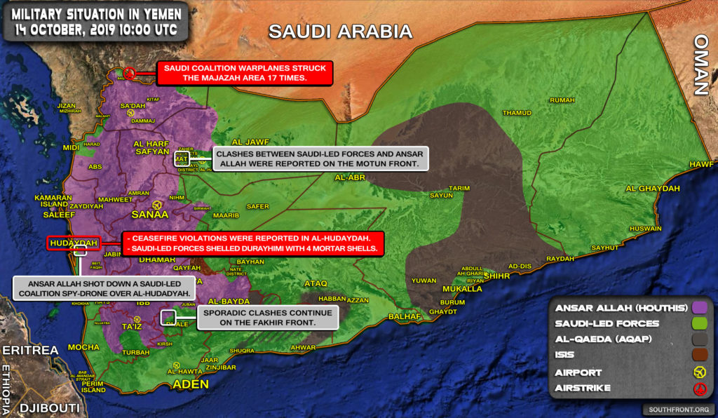 Military Situation In Yemen On October 14, 2019 (Map Update)