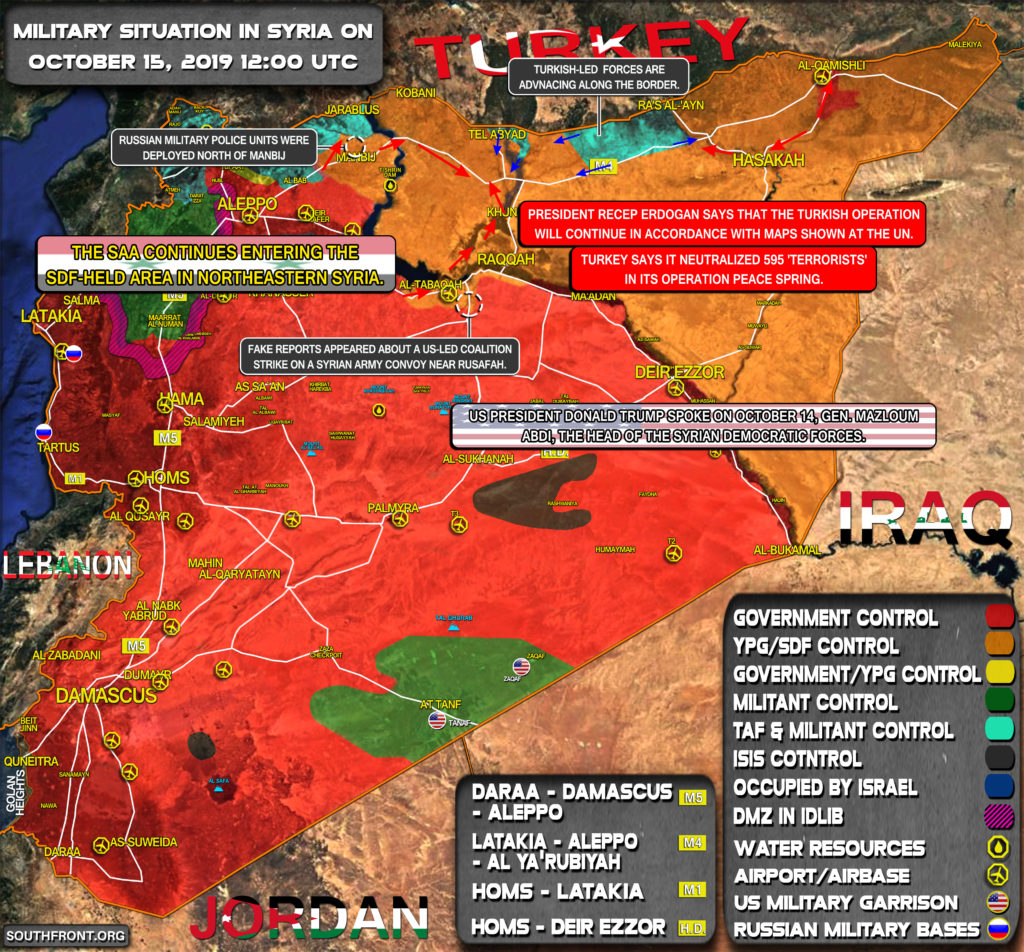 Military Situation In Syria On October 15, 2019 (Map Update)