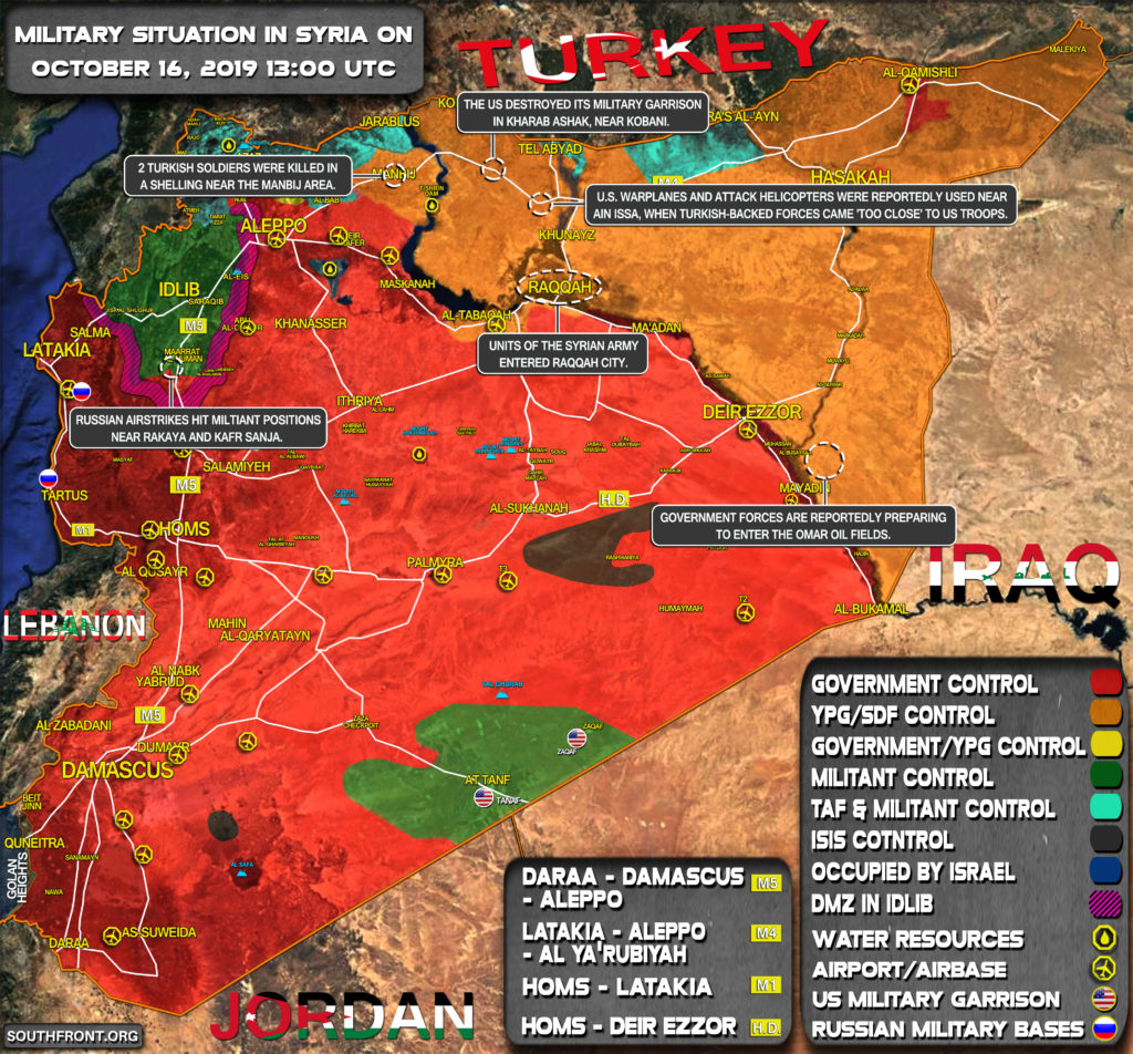 Military Situation In Syria On October 16, 2019 (Map Update)