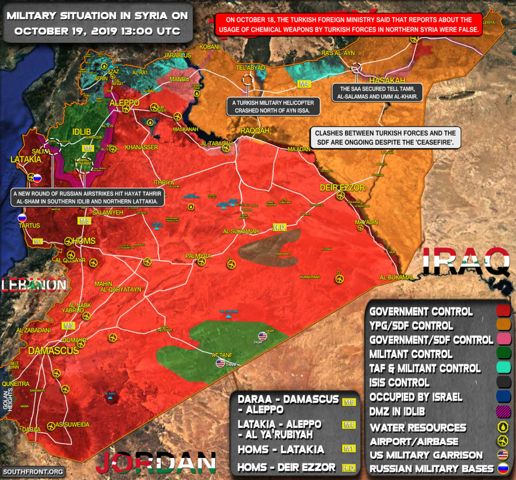 Military Situation In Syria On October 19, 2019 (Map Update)