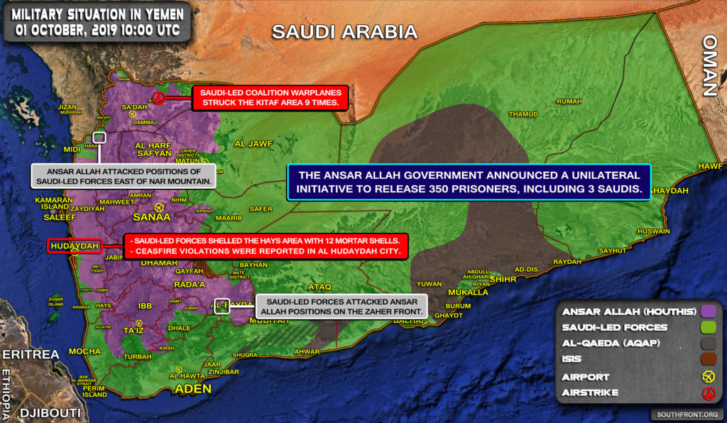 Military Situation In Yemen On October 1, 2019 (Map Update)