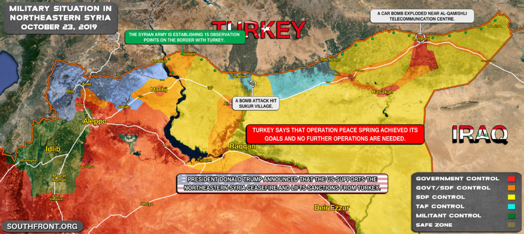 Military Situation In Northern Syria On October 23, 2019 (Map Update)