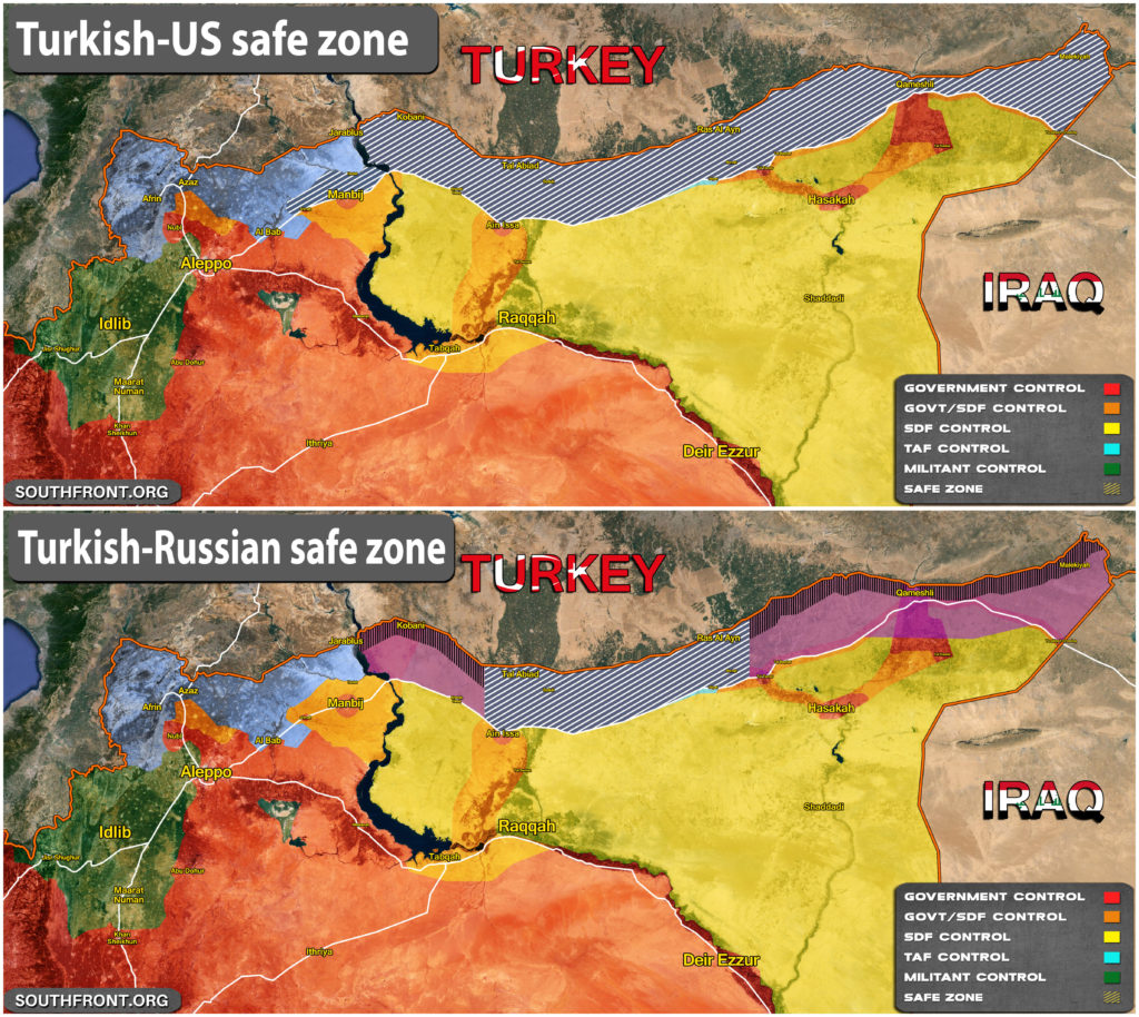 Map Comparison: Turkish-US Safe Zone Vs Turkish-Russian Safe Zone In Northeastern Syria