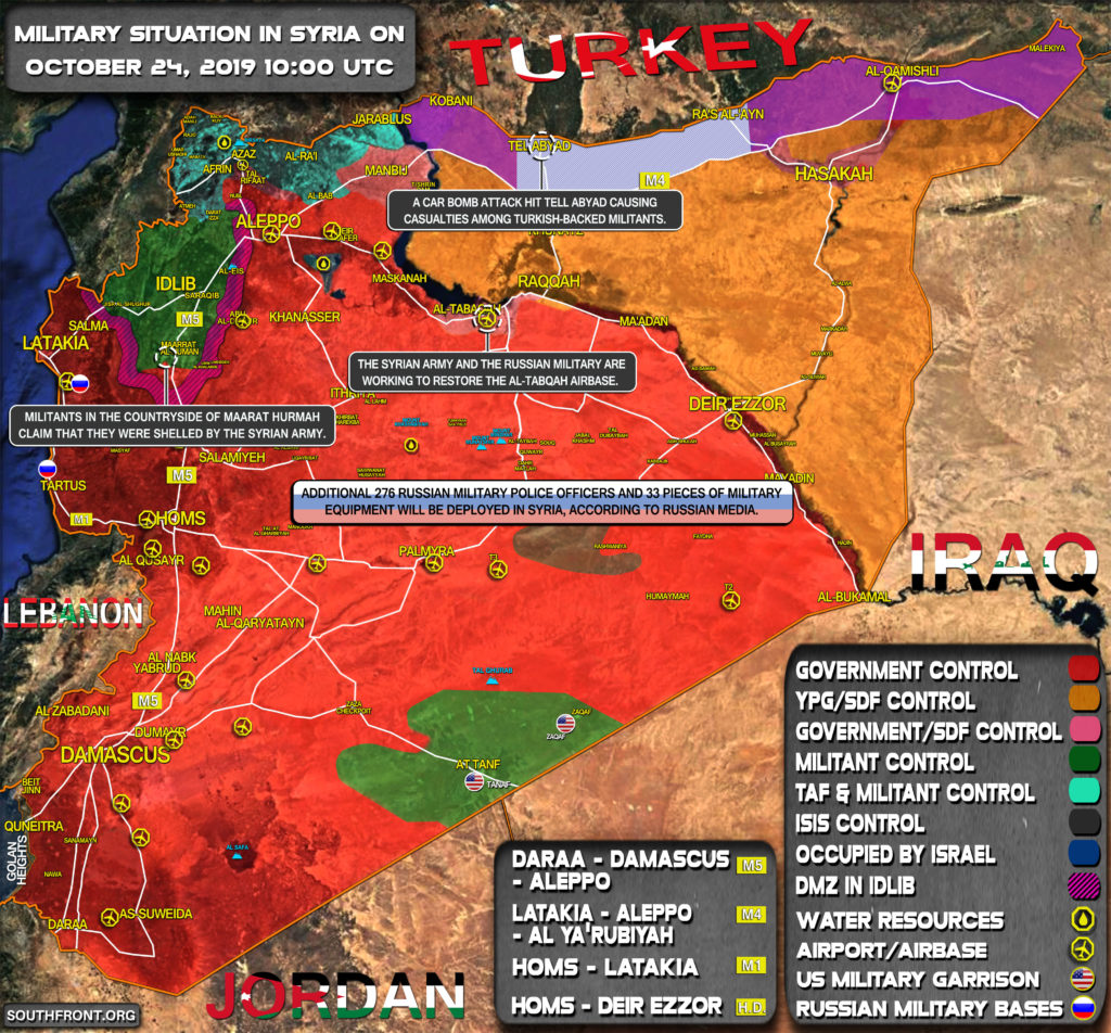 Military Situation In Syria On October 24, 2019 (Map Update)