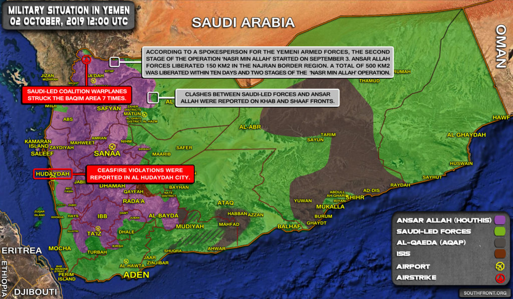 Military Situation In Yemen On October 2, 2019 (Map Update)