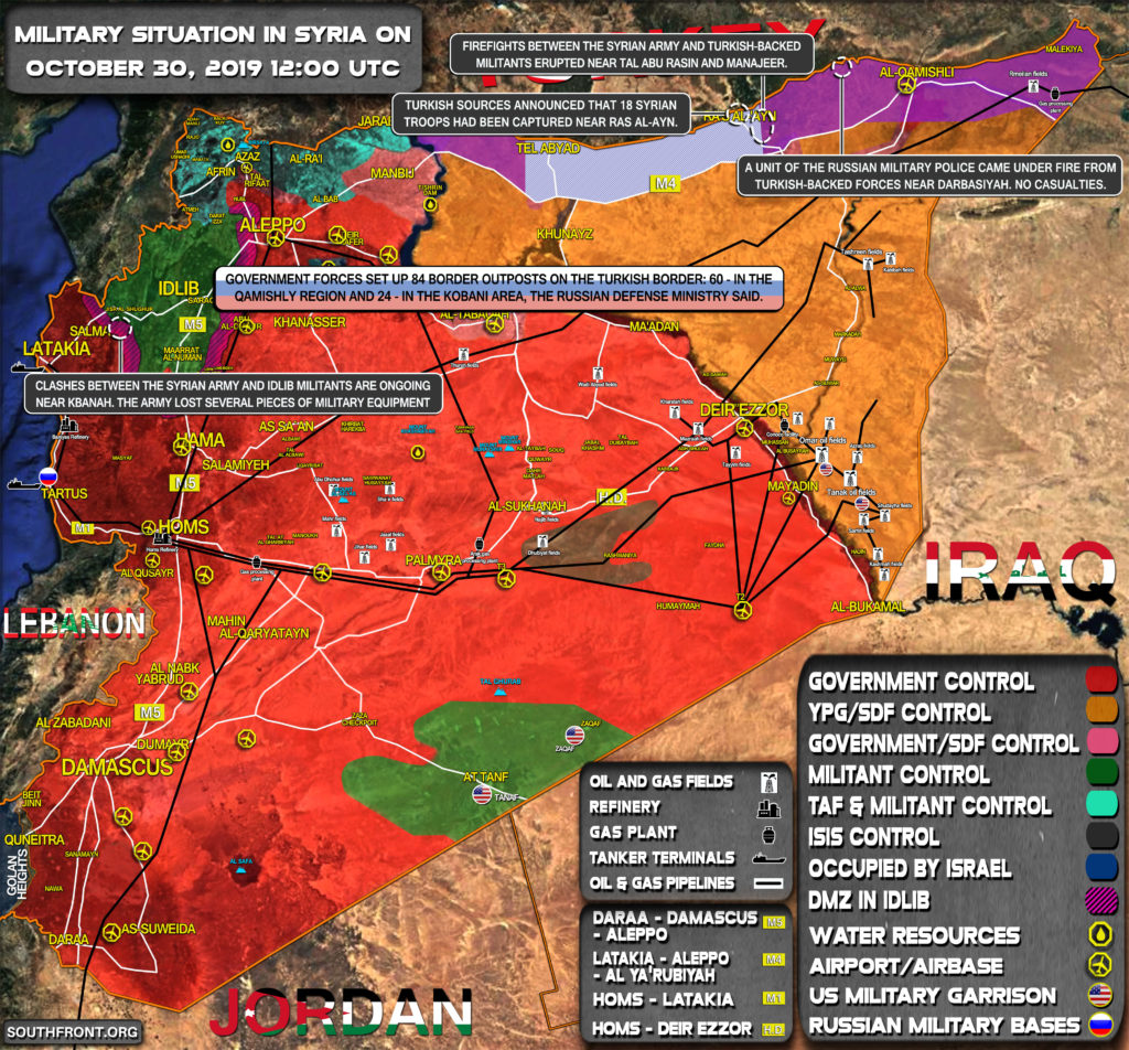 Military Situation In Syria On October 30, 2019 (Map Update)