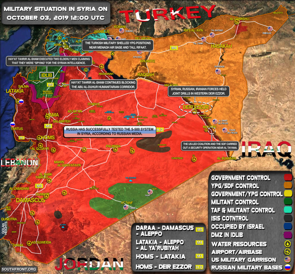 Military Situation In Syria On October 3, 2019 (Map Update)